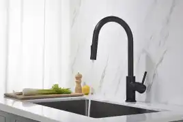 Смеситель для кухни Aquatek Европа AQ1384MB с выдвижной лейкой, Черный матовый