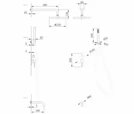 Душевая система ABBER Wasser Kreis AF8117G скрытого монтажа с изливом, золото матовое