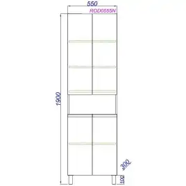 Пенал напольный Aqwella Rodos 55 ROD0555N, с двумя дверьми, цвет белый