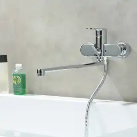 Смеситель для ванны Aquatek Ника AQ1842CR с длинным изливом, Хром