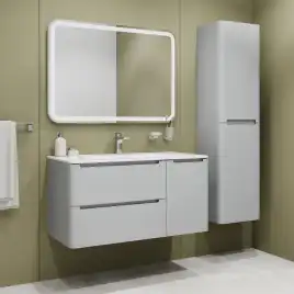 Тумба с раковиной IDDIS Edifice 100, подвесная, Светло-серый, EDI10L0i95K