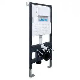 Комплект унитаза с инсталляцией ABBER Rechteck AC1201 белый и кнопкой AC0120 хром