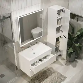 Тумба под раковину Grossman Виста 90 подвесная, белая глянцевая (109061)