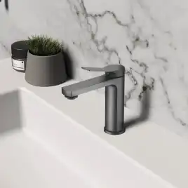 Смеситель для раковины Vincea Arco VBF-4AR01GM, вороненая сталь