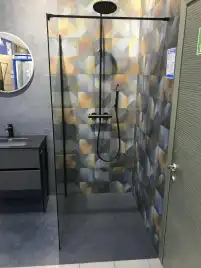 Душевая перегородка AVS Walk In 120 профиль черный, стекло прозрачное, 803-0014-200-12-BM-T