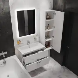 Тумба под раковину Grossman Луксор 80 подвесная, белая матовая (108051)