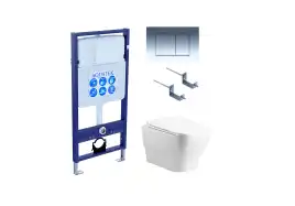 Унитаз с инсталляцией SET AQUATEK АМАДЕО cm-010 4в1 с сиденьем микролифт и клавишей смыва Хром