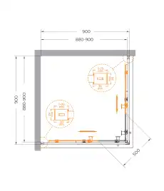 Душевой уголок CEZARES RELAX-304-A-2-90-C-GM прозрачное стекло, профиль Оружейная сталь