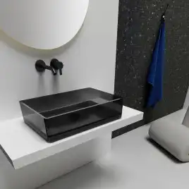 Раковина накладная ABBER KRISTALL 60х40х15 AT2803Onyx, прямоугольная, черная