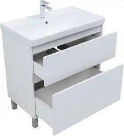 Тумба под раковину Aquanet Вега 80 напольная, белый глянец, 344123