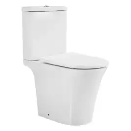 Унитаз-компакт Azario VISE AZ-1343BT напольный, безободковый, в комплекте с бачком и сиденьем микролифт, Белый глянцевый