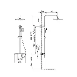 Душевая система  Vincea Esse VSFS-1E0TMB VSFS-1E0TMB  с термостатом, черный матовый