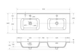 Тумба под раковину Cezares ECO-CER-N 120 см, ECO-CER-N-1200-2C-SO-2-BL (без ручек), Bianco Lucido