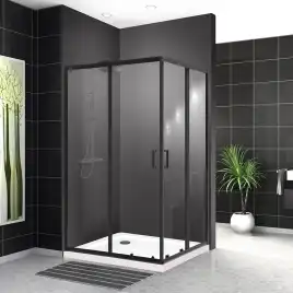 Душевой уголок BelBagno UNO-195-AH-2-120/100-C-NERO профиль Черный стекло Прозрачное