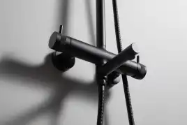 Душевая система Allen Brau Priority 5.31A10-31 для ванны с изливом, верхний и ручной душ, Черный матовый