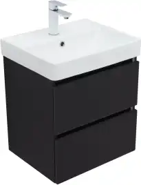 Тумба под раковину Aquanet Вега 2.0 50 черный, подвесная, 337952