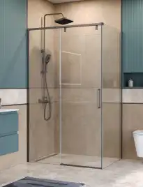 Душевой уголок BelBagno SOFT_CLOSE-1-AH-1-110/100-C-GM стекло прозрачное, профиль Оружейная сталь