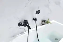 Смеситель для ванны Aquatek Классик AQ1549MB, однорычажный, с коротким изливом, Черный матовый