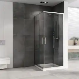 Душевой уголок ABBER Schwarzer Diamant 80х80 см, AG020805, профиль хром, стекло прозрачное