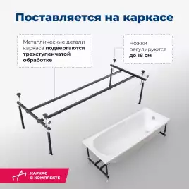 Акриловая ванна Aquanet Extra 170х70 (205482), на каркасе, белая