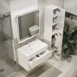 Тумба под раковину Grossman Виста 80 подвесная, белая глянцевая (108060)