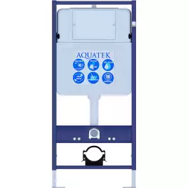 Комплект унитаза с инсталляцией Aquatek Set Aquatek Классик-010 4в1 с сиденьем Микролифт и клавишей смыва Хром глянцевый