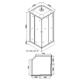 Душевая кабина Loranto 100х100, низкий поддон, Прозрачное стекло, CS-6411G,100*100*215