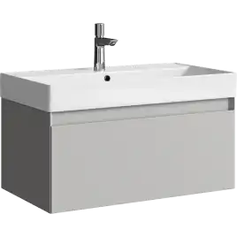 Тумба с раковиной подвесная Aqwella Geometria 80 GE01081ST, с одним ящиком, цвет серый туман