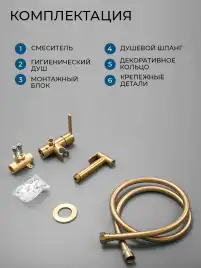 Гигиенический душ со смесителем AVS Elegant 811-431-BG, брашированное золото