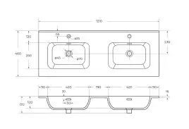 Керамическая раковина с двумя чашами CEZARES CZR-8095-120-2
