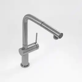 Смеситель для кухни AVS PureRiver 837-160-MS, Г-образный выдвижной излив, матовое серебро
