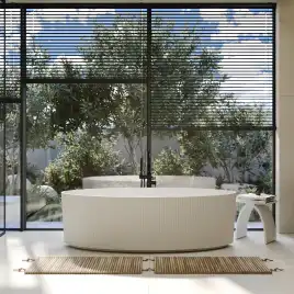 Ванна  Abber Stein 180х85 AS9627 из искусственного камня, Белая матовая