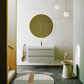 Тумба с раковиной подвесная Aqwella Geometria 100 GE01102ST, с двумя ящиками, цвет серый туман