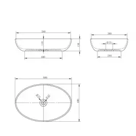 Раковина накладная ABBER STEIN 60х40х13 AS2619, овальная, белая матовая