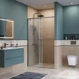 Душевая дверь BelBagno SOFT_CLOSE-1-BF-1-120-C-GM стекло прозрачное, профиль Оружейная сталь