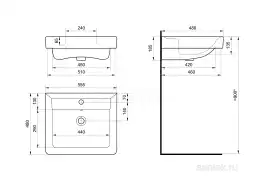 Раковина Santek Тигода 55 отверстие под смеситель 1WH302126