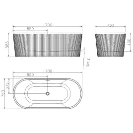 Акриловая ванна Azario Reflejo 170х75 AZ-8697-1.7, Отдельностоящая