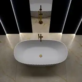 Ванна из литьевого мрамора  Aqua de Marco Sapphire 170х85х61 Solid Perfection 1170WSAPP_SOL, Белая матовая