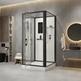 Душевая кабина Niagara Standart 90х90 ST90/15Q/BL/BK низкий поддон, черный профиль, без крыши