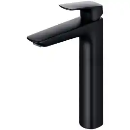 Смеситель для накладной раковины Aquatek Вега AQ1004MB, однорычажный, высокий, Черный матовый