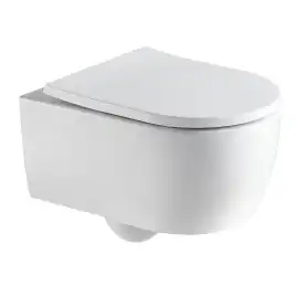 Подвесной унитаз Azario Ollin AZ-1293WH безободковый, с сиденьем микролифт, Белый глянцевый