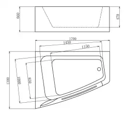Акриловая ванна Gemy G9056 K L 170х130 с гидромассажем, левая
