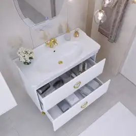 Тумба под раковину Grossman Атрио 105 напольная, белая глянцевая (1010501)