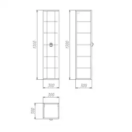 Шкаф-пенал для ванной Grossman Норма-Норма 30 подвесной, белый глянцевый/черный (303012)