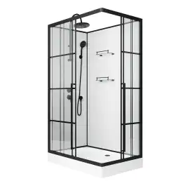 Душевая кабина Niagara Standart 120х80 ST120/80/15QL/KL/BKT низкий поддон, черный профиль, стекло прозрачное