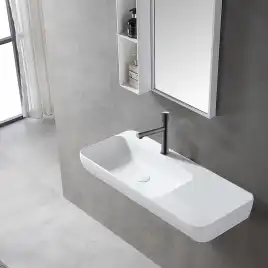 Смеситель для раковины Vincea Groove VBF-4G1GM, вороненая сталь