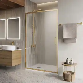 Душевая дверь BelBagno LUCE-BF-1-120-C-ORO стекло прозрачное, профиль Золото глянцевое