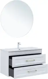 Тумба под раковину Aquanet Бостон new 100 белый сатин (ручки золото), 347183