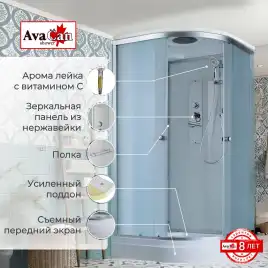 Душевая кабина AvaCan D2090 90x90 см, низкий поддон, с крышей
