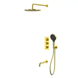 Душевая система для ванны WHITECROSS Y gold YSET11TOPGL, термостатическая, скрытого монтажа, Золото глянцевое